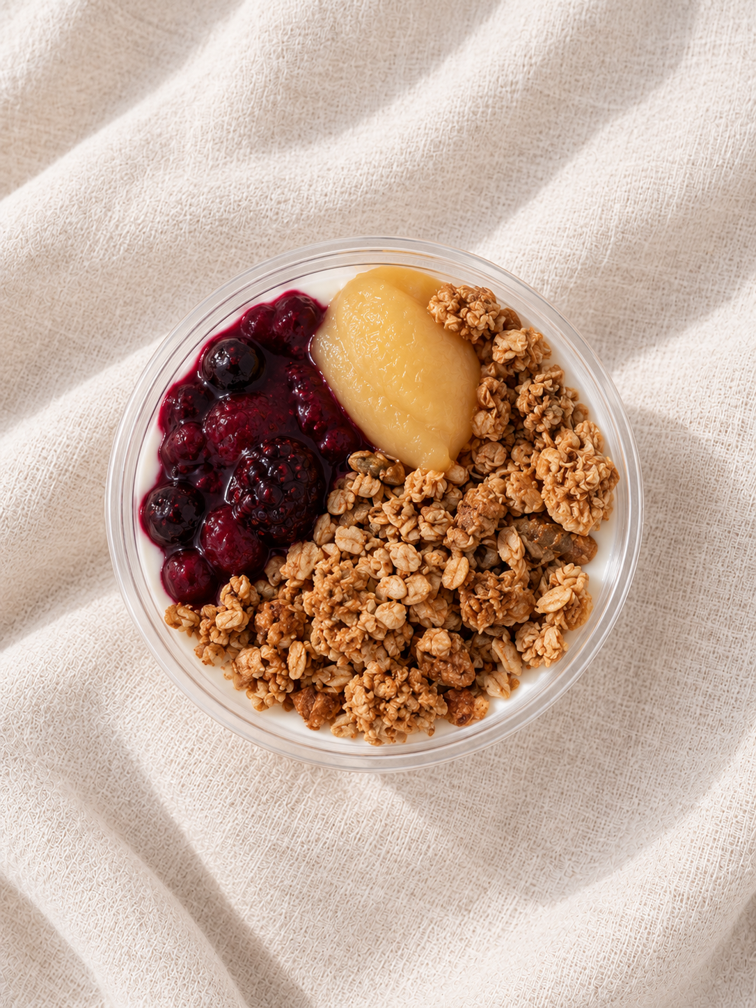 Yoghurt, Berry Compote + Lemon Curd Granola Pot